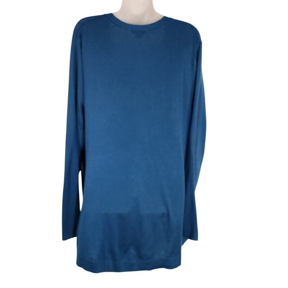 J. Jill Women’s Cardigan Sweater Large Wool Blend Teal V Neck Three Button Knit - Picture 2 of 10